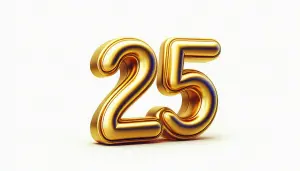 Golden Number Twenty Five 3D Illustration