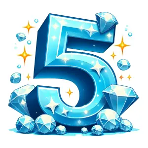 Shiny Blue Number 5 with Sparkling Diamonds