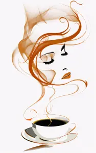 Artistic Illustration of Coffee Steam Forming a Woman's Face
