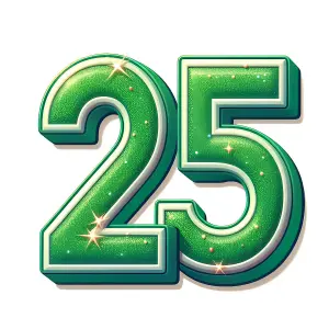 Green Glitter Number 25 with Sparkling Effects