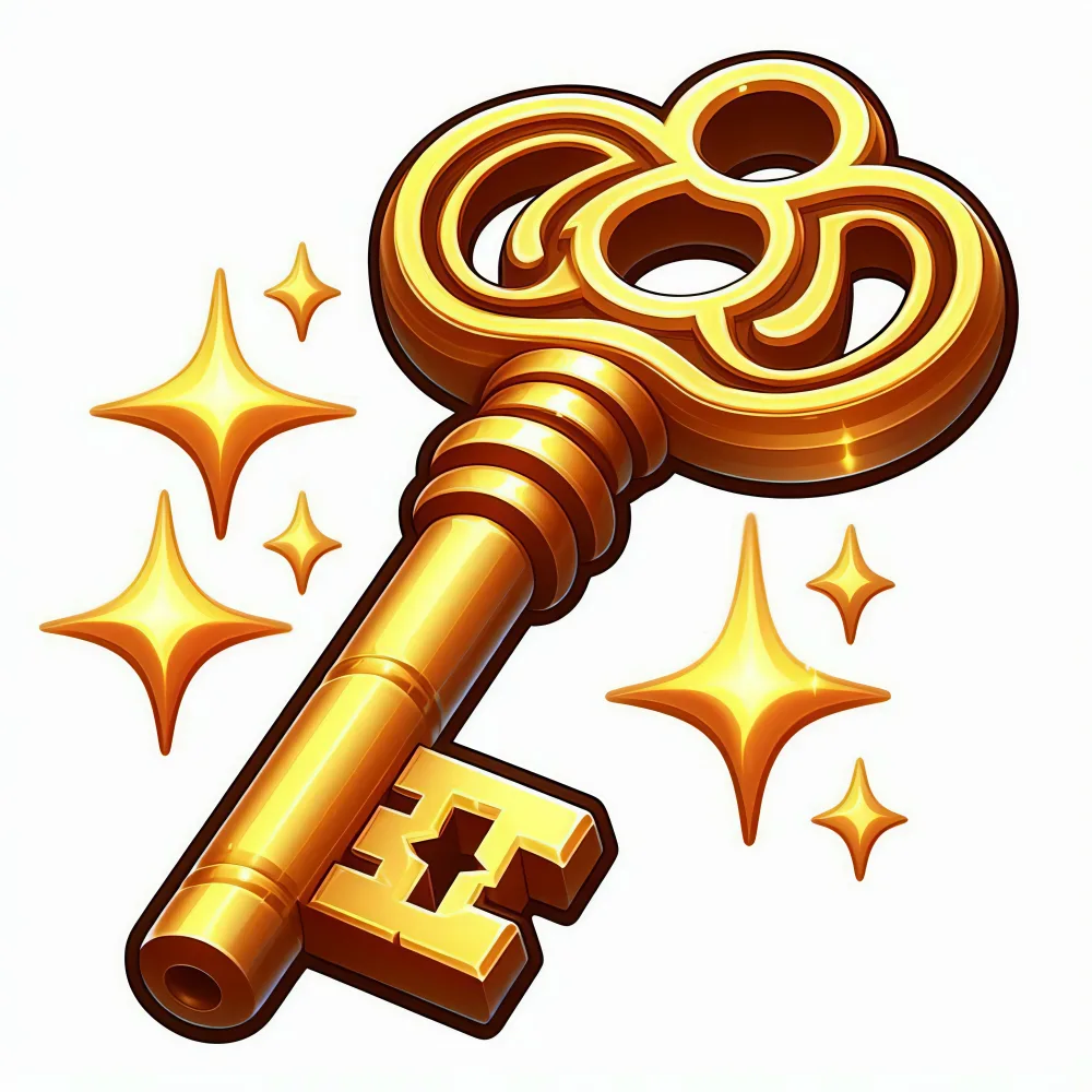 Shiny Antique Golden Skeleton Key with Sparkles Illustration
