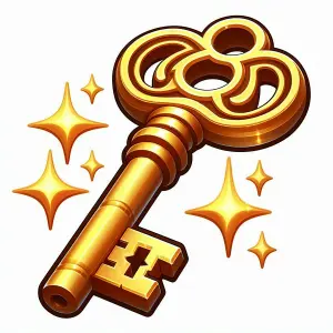 Shiny Antique Golden Skeleton Key with Sparkles Illustration
