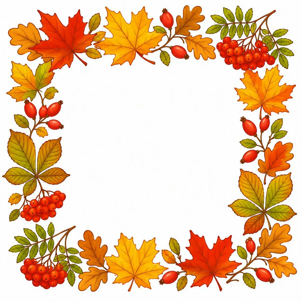 Autumn Leaves and Berries Decorative Frame