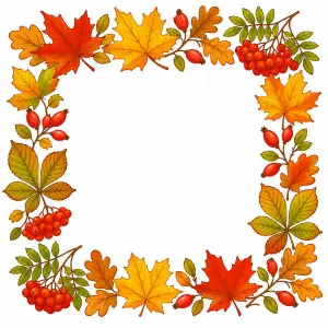 Autumn Leaves and Berries Decorative Frame