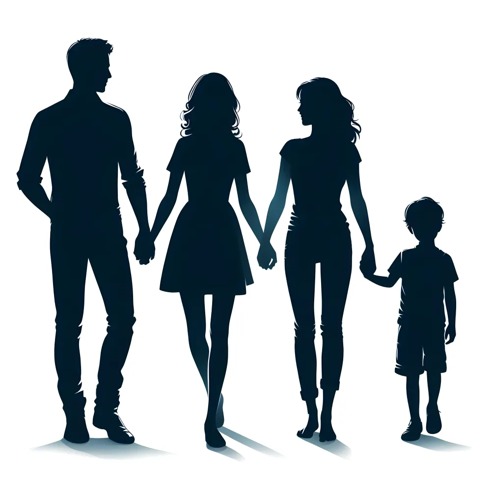 Silhouette of Family Holding Hands Walking Together