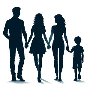 Silhouette of Family Holding Hands Walking Together