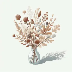 Dried Botanical Bouquet in Glass Vase with Shadow