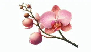 Close-up of Pink Orchid Flower and Buds