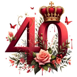 Elegant 40th Anniversary Floral Number with Crown