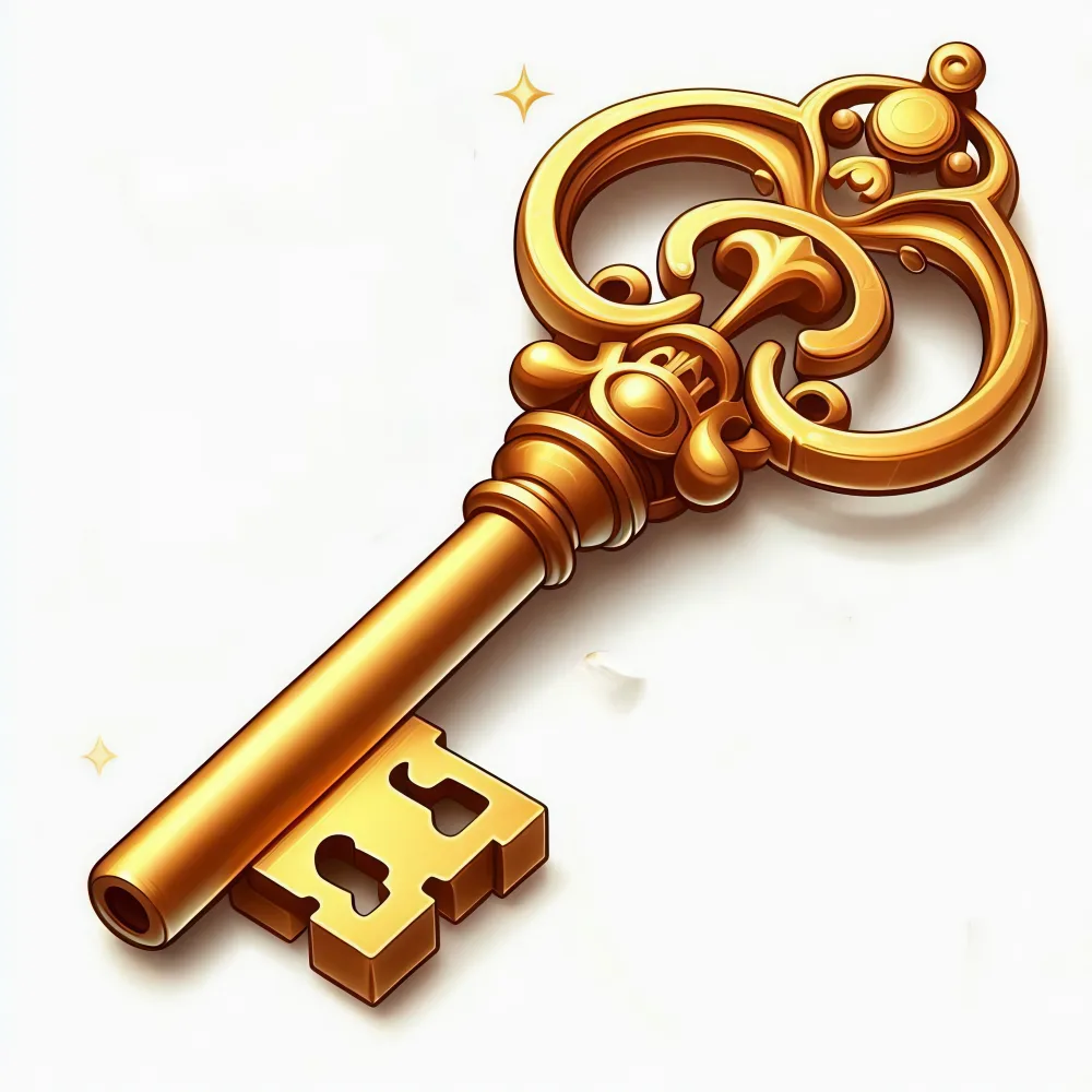 Ornate golden vintage skeleton key