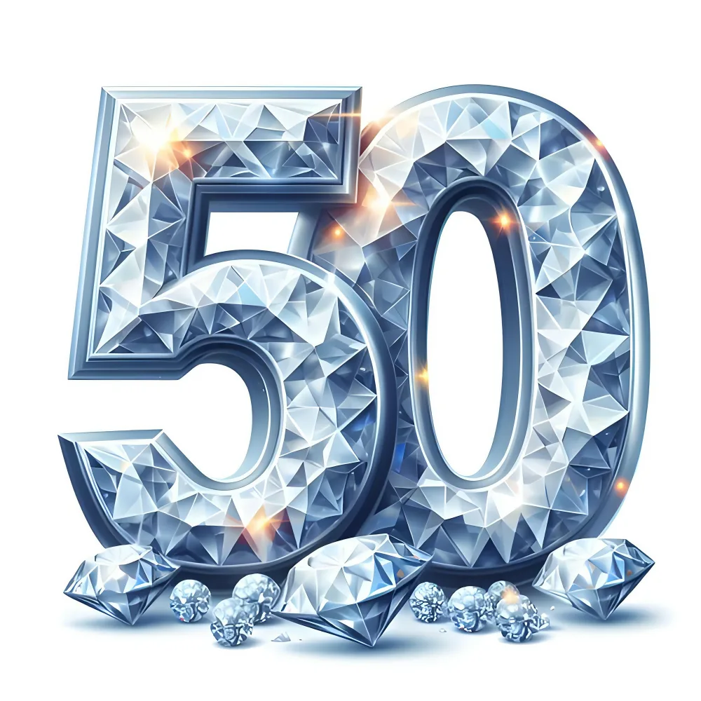 Diamond Number 50 with Sparkling Gems