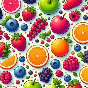 Colorful Assortment of Various Fresh Fruits Illustration