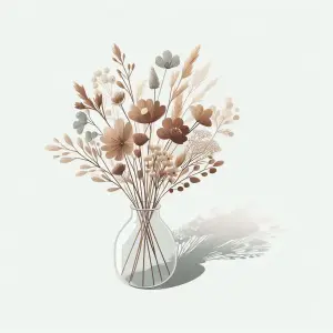 Minimalist Dried Floral Arrangement in Glass Vase