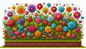Colorful Cartoon Flower Garden Illustration