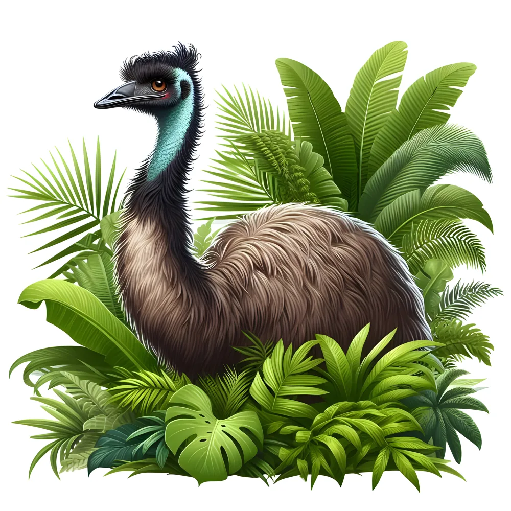 Emu Among Lush Tropical Greenery