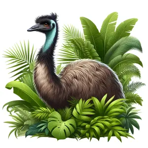 Emu Among Lush Tropical Greenery