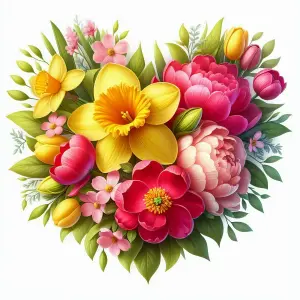 Colorful Heart-Shaped Floral Bouquet