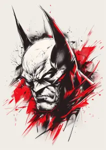 Dynamic Abstract Illustration of a Bat-like Superhero Head