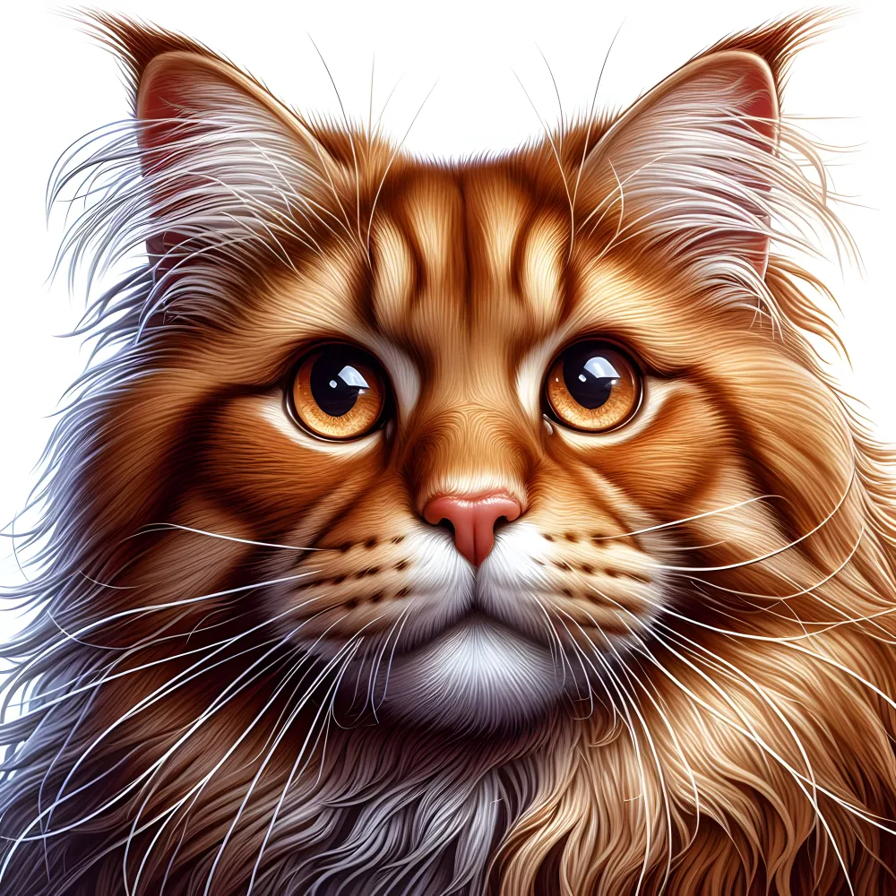 Close-Up Portrait of a Red Maine Coon Cat