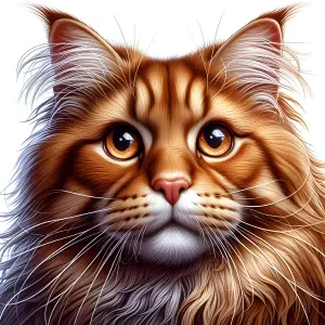 Close-Up Portrait of a Red Maine Coon Cat