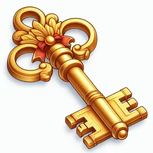 Golden Ornate Vintage Skeleton Key with Red Bow