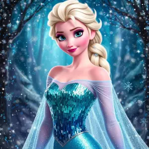 Fantasy Female Character with Ice Powers in Winter Wonderland