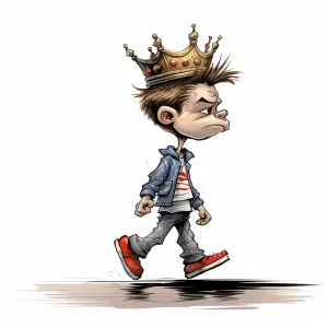 Cartoon Boy with Crown Walking