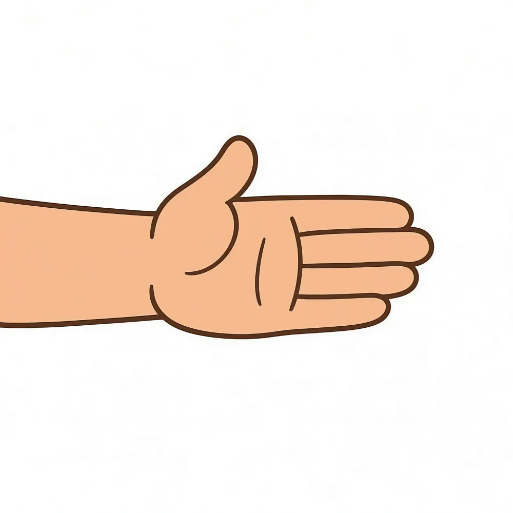 Illustrated Cartoon Hand with Palm Facing Up