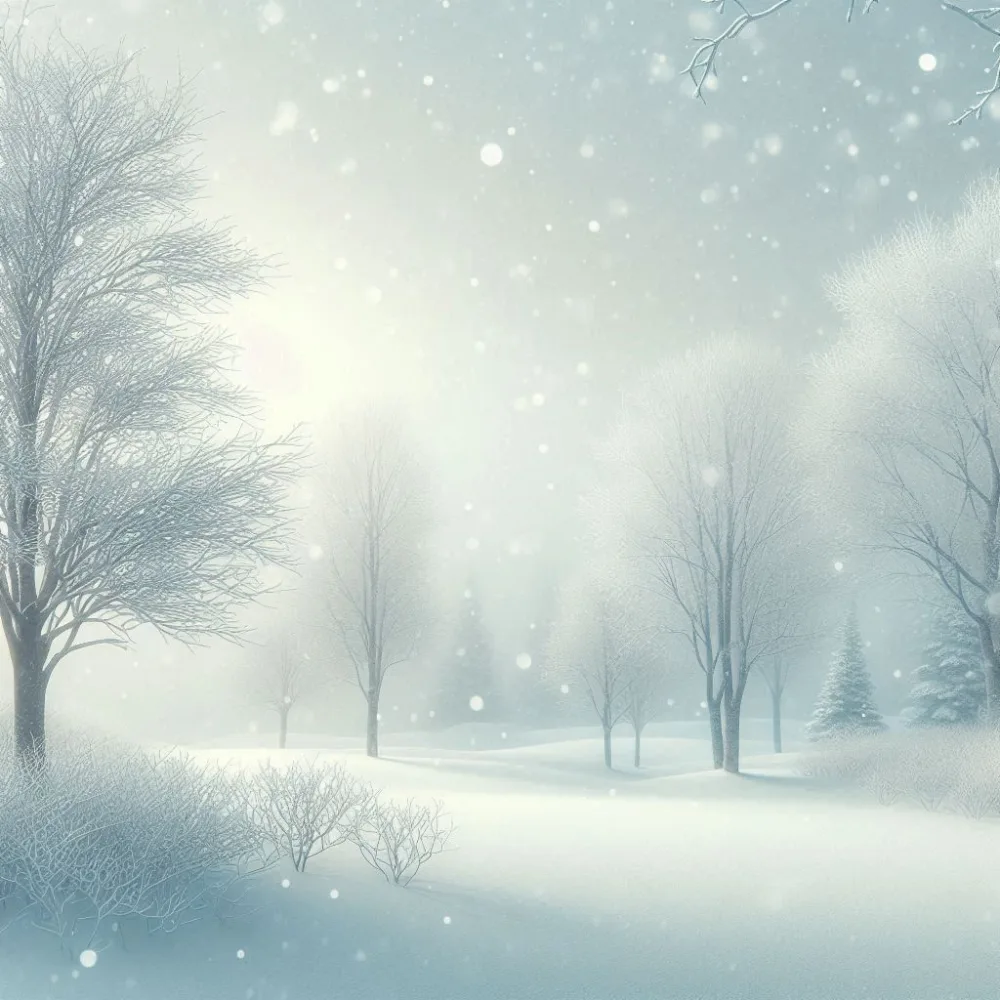 Snowy Winter Landscape with Bare Trees and Falling Snowflakes