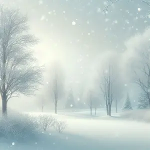 Snowy Winter Landscape with Bare Trees and Falling Snowflakes