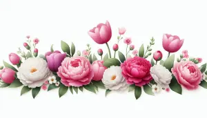Floral Arrangement with Pink and White Flowers and Green Leaves