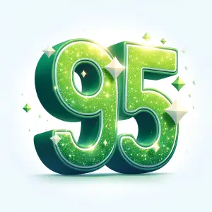 Green Glittering 95 Number Celebration Design