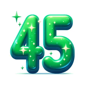 Shiny Green Number 45 with Sparkles