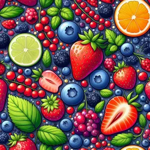 Colorful Mixed Berries and Citrus Fruits Pattern