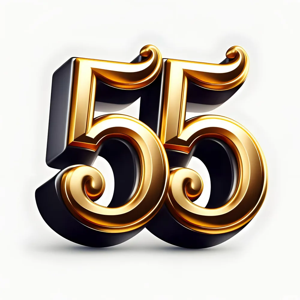 3D Golden Number 55 Decorative Artwork