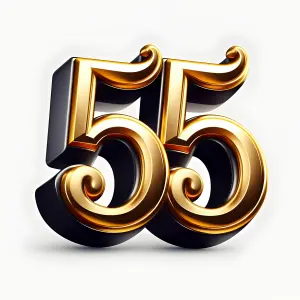 3D Golden Number 55 Decorative Artwork