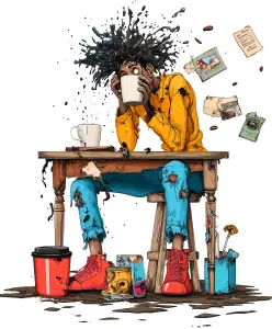 Energetic Coffee Explosion Illustration