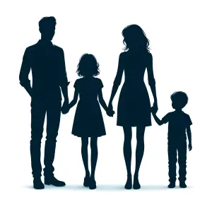 Silhouette of Family Holding Hands