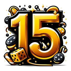 Shiny Golden Number 15 with Game Elements
