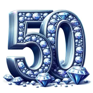 Number 50 with Diamond Decorations and Sparkling Gems