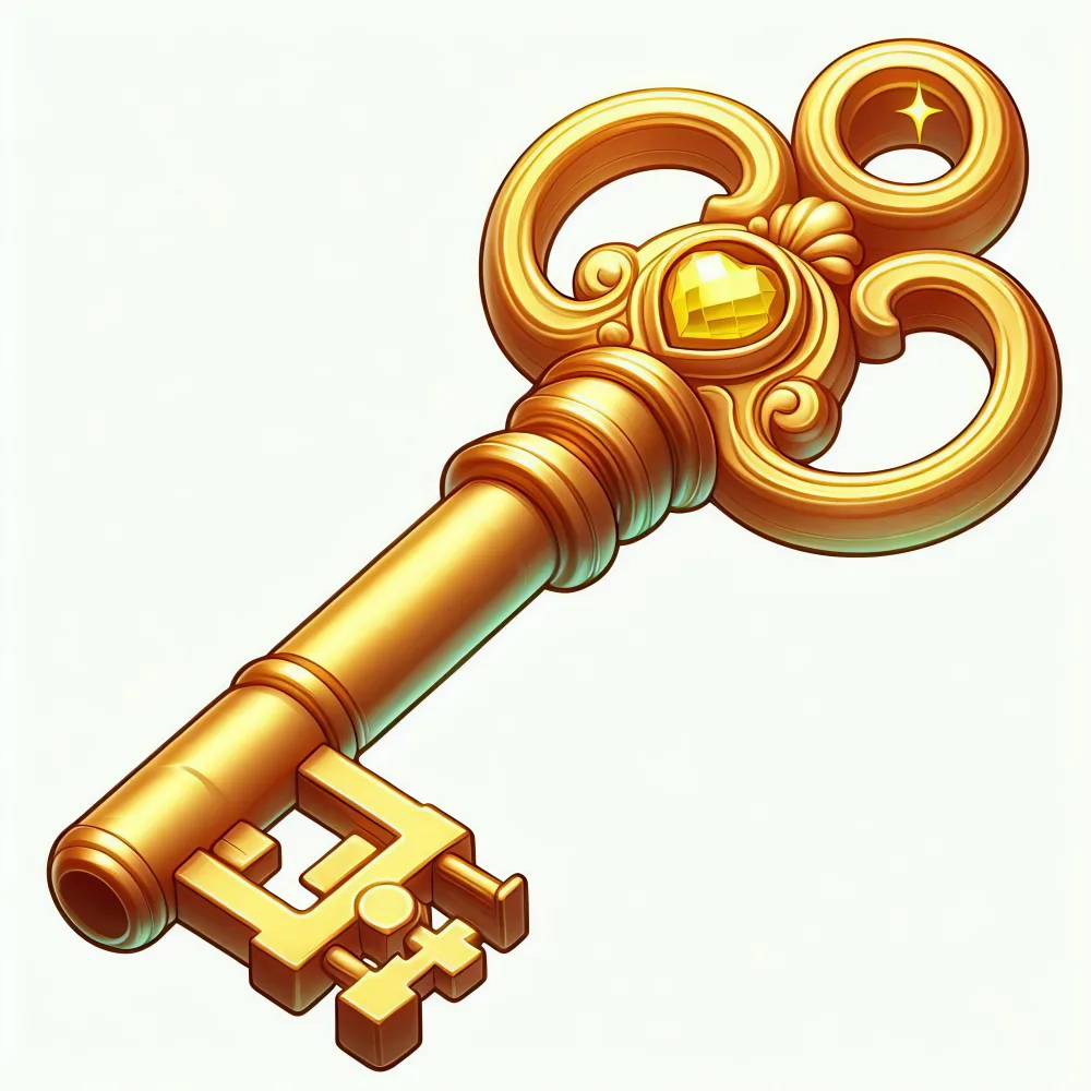 Ornate Golden Key with Gemstone Detail