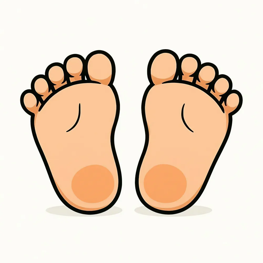 Cartoon Illustration of Human Feet with Toes