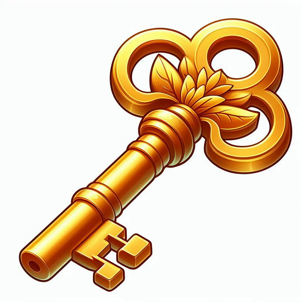 Ornate Golden Vintage Skeleton Key with Floral Design