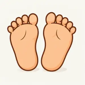 Cartoon Illustration of Human Feet from Bottom View