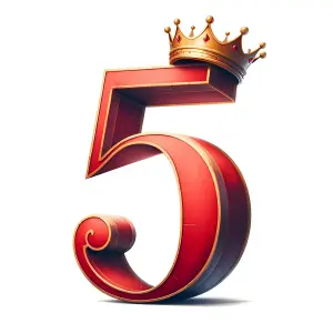 Red Number 5 with Gold Crown