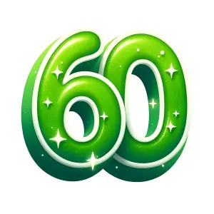 Green Shiny Number 60 Illustration
