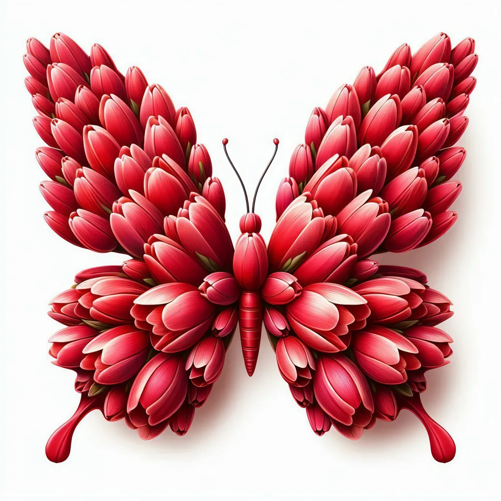 Red Butterfly Made of Flower Petals