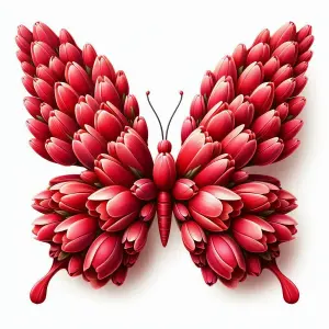 Red Butterfly Made of Flower Petals