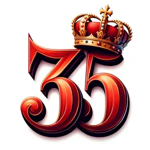 Royal Number 35 with Ornate Golden Crown