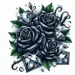 Black Roses and Sparkling Diamonds Illustration